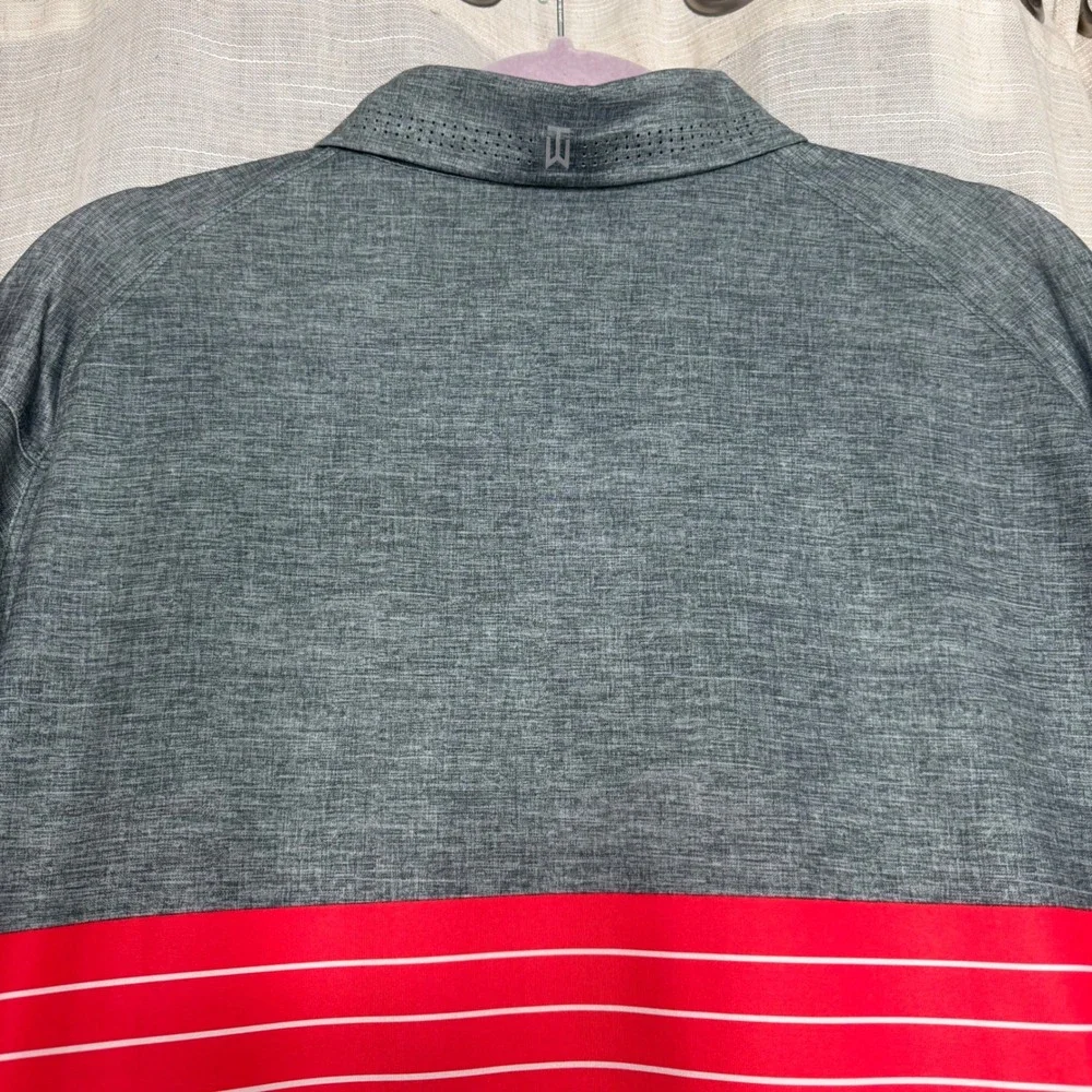 Nike Tiger‎ Woods Collection Golf Polo Striped Short Sleeve Men's Size Large